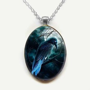 Necklace 3D Black Raven Pendant Viking Magic Goth Mythology Norse Celtic Witch